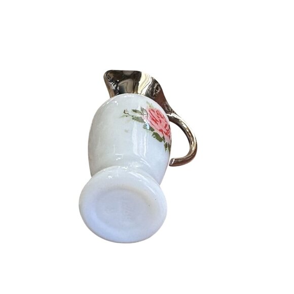 Vtg Avon Miniature Parisian Garden Milk Glass Pitcher 1970s Avon Cologne - Picture 5 of 6